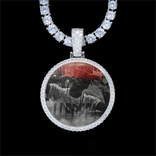 925S & VVS Moissanite 3D Circle Custom Picture Pendant