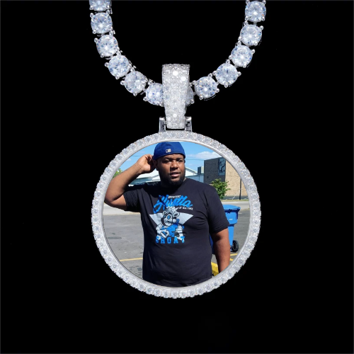 925S & VVS Moissanite 3D Circle Custom Picture Pendant