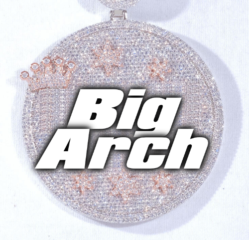 CUSTOM LETTER NECKLACE 3D BIG CROWN DISC