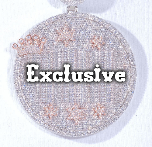 CUSTOM LETTER NECKLACE 3D BIG CROWN DISC