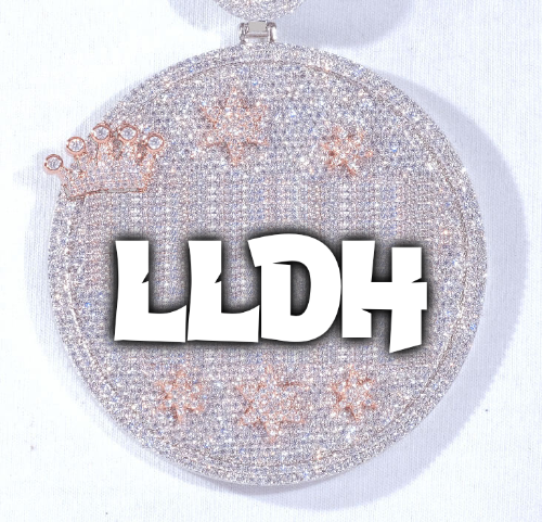 CUSTOM LETTER NECKLACE 3D BIG CROWN DISC