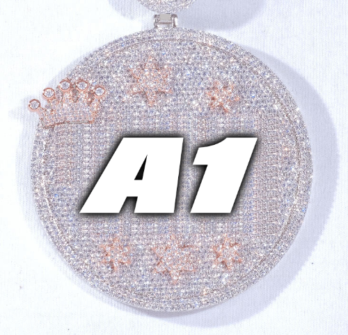 CUSTOM LETTER NECKLACE 3D BIG CROWN DISC