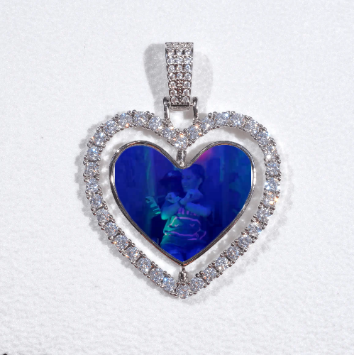 3D Spinning 2-Faced Heart Custom Picture Pendant