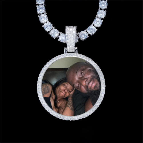 925S & VVS Moissanite 3D Circle Custom Picture Pendant