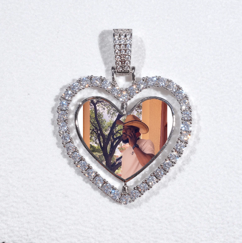 3D Spinning 2-Faced Heart Custom Picture Pendant