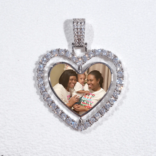 3D Spinning 2-Faced Heart Custom Picture Pendant