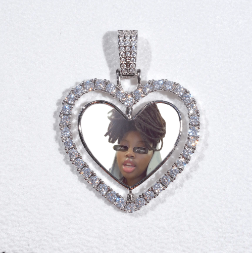 3D Spinning 2-Faced Heart Custom Picture Pendant
