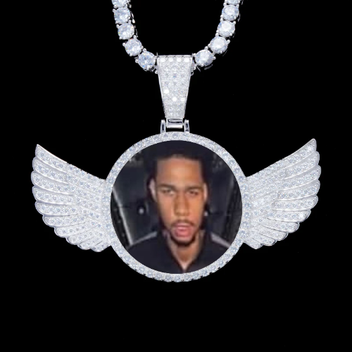 925S & VVS Moissanite 3D Wing Custom Picture Pendant