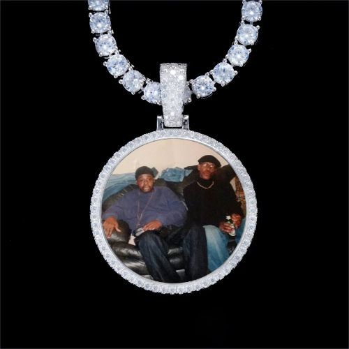 925S & VVS Moissanite 3D Circle Custom Picture Pendant