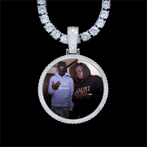 925S & VVS Moissanite 3D Circle Custom Picture Pendant