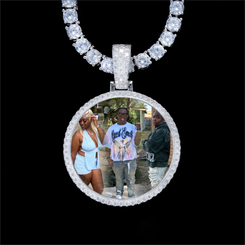 925S & VVS Moissanite 3D Circle Custom Picture Pendant