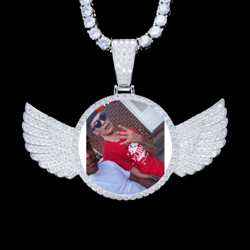 925S & VVS Moissanite 3D Wing Custom Picture Pendant