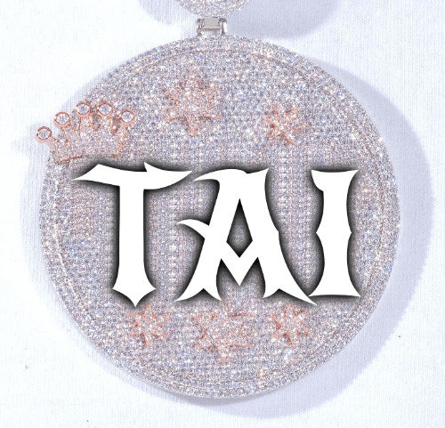 CUSTOM LETTER NECKLACE 3D BIG CROWN DISC