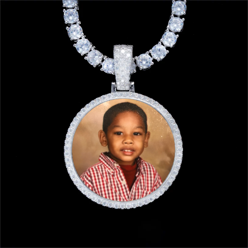 925S & VVS Moissanite 3D Circle Custom Picture Pendant