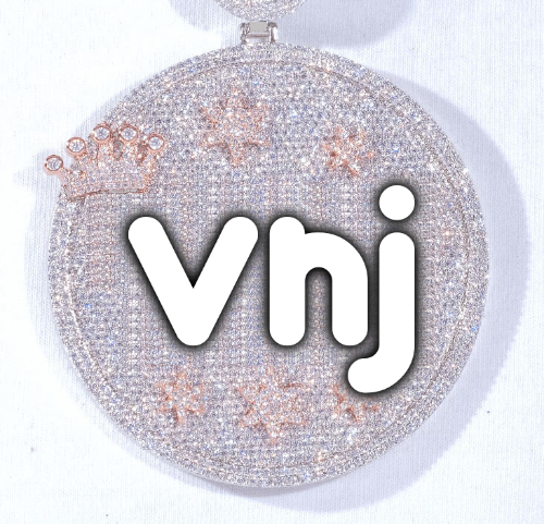 CUSTOM LETTER NECKLACE 3D BIG CROWN DISC