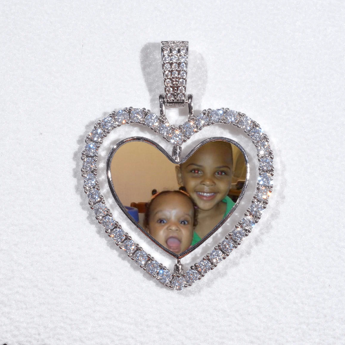3D Spinning 2-Faced Heart Custom Picture Pendant