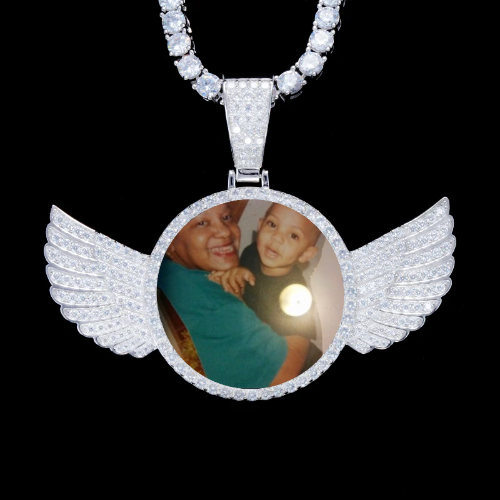 925S & VVS Moissanite 3D Wing Custom Picture Pendant