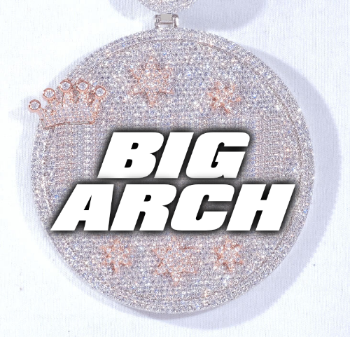 CUSTOM LETTER NECKLACE 3D BIG CROWN DISC