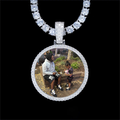 925S & VVS Moissanite 3D Circle Custom Picture Pendant