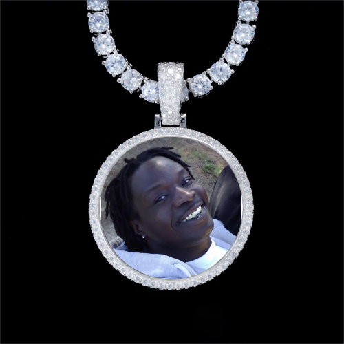 925S & VVS Moissanite 3D Circle Custom Picture Pendant