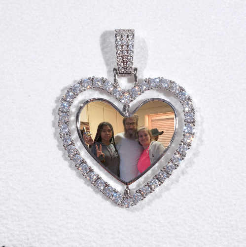 3D Spinning 2-Faced Heart Custom Picture Pendant