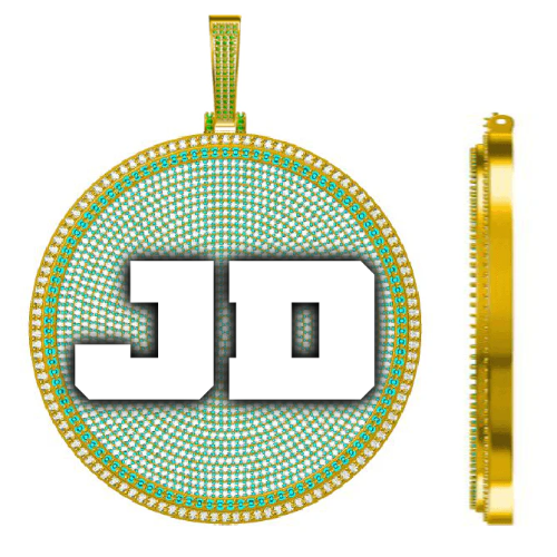 CUSTOM LETTER NECKLACE 3D BIG DISC