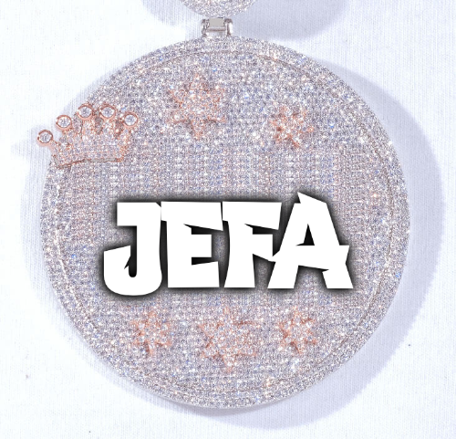 CUSTOM LETTER NECKLACE 3D BIG CROWN DISC