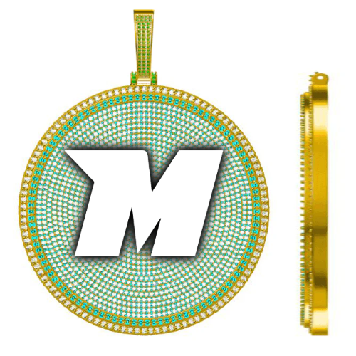 CUSTOM LETTER NECKLACE 3D BIG DISC
