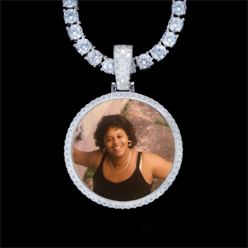 925S & VVS Moissanite 3D Circle Custom Picture Pendant