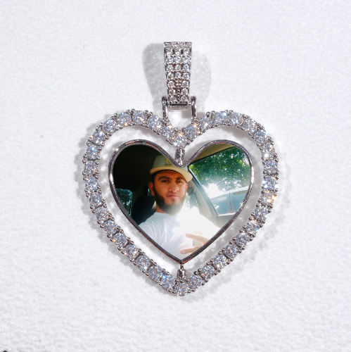 3D Spinning 2-Faced Heart Custom Picture Pendant