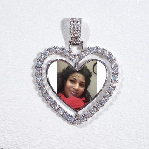 3D Spinning 2-Faced Heart Custom Picture Pendant