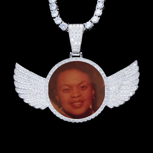 925S & VVS Moissanite 3D Wing Custom Picture Pendant