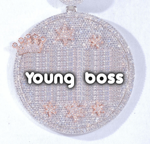 CUSTOM LETTER NECKLACE 3D BIG CROWN DISC