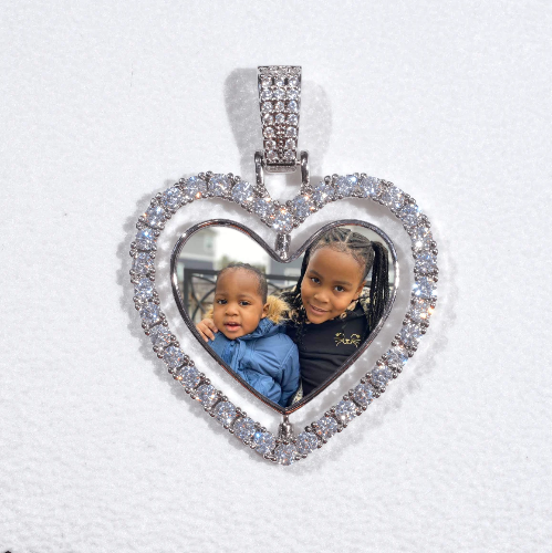3D Spinning 2-Faced Heart Custom Picture Pendant
