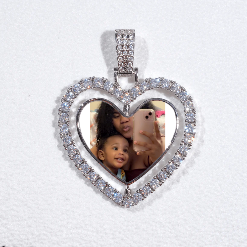 3D Spinning 2-Faced Heart Custom Picture Pendant