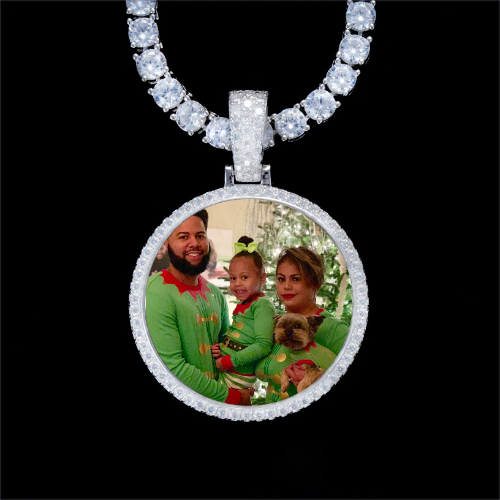 925S & VVS Moissanite 3D Circle Custom Picture Pendant
