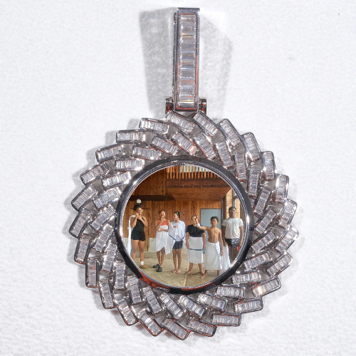 Large 3D Baguette Custom Picture Pendant