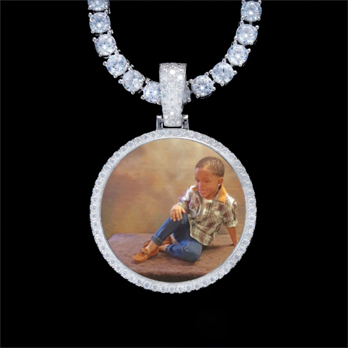 925S & VVS Moissanite 3D Circle Custom Picture Pendant