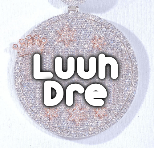 CUSTOM LETTER NECKLACE 3D BIG CROWN DISC