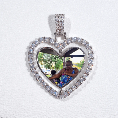 3D Spinning 2-Faced Heart Custom Picture Pendant