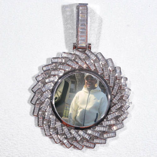 Large 3D Baguette Custom Picture Pendant