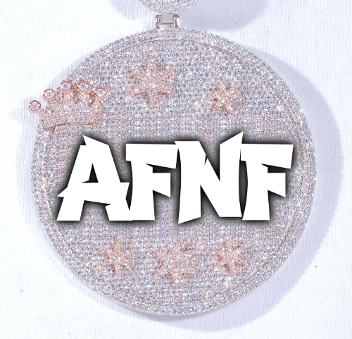 CUSTOM LETTER NECKLACE 3D BIG CROWN DISC