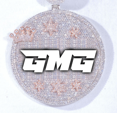 CUSTOM LETTER NECKLACE 3D BIG CROWN DISC
