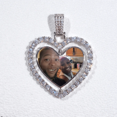 3D Spinning 2-Faced Heart Custom Picture Pendant