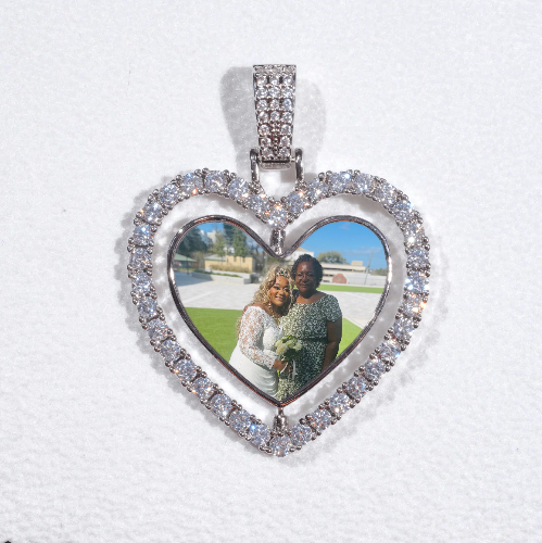 3D Spinning 2-Faced Heart Custom Picture Pendant