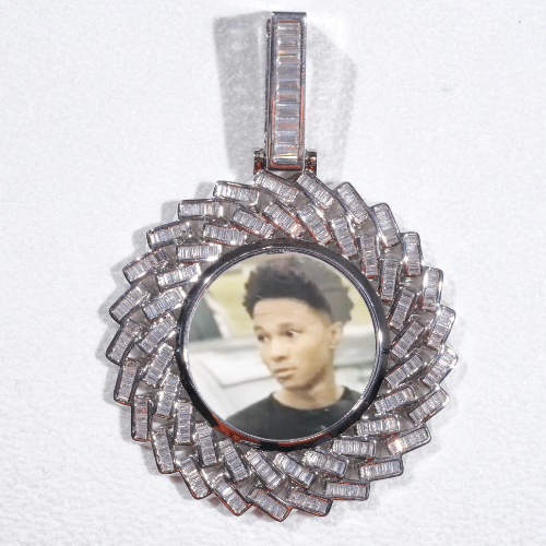 Large 3D Baguette Custom Picture Pendant