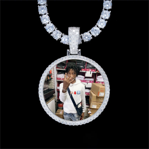 925S & VVS Moissanite 3D Circle Custom Picture Pendant
