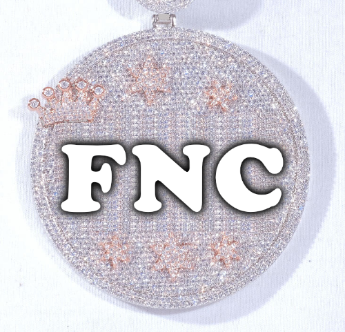 CUSTOM LETTER NECKLACE 3D BIG CROWN DISC