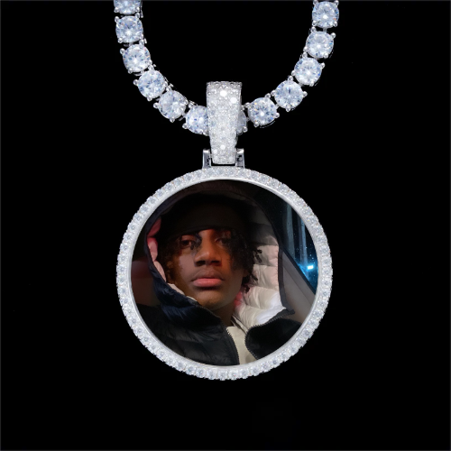 925S & VVS Moissanite 3D Circle Custom Picture Pendant