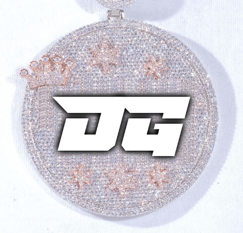 CUSTOM LETTER NECKLACE 3D BIG CROWN DISC
